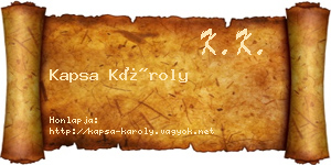 Kapsa Károly névjegykártya